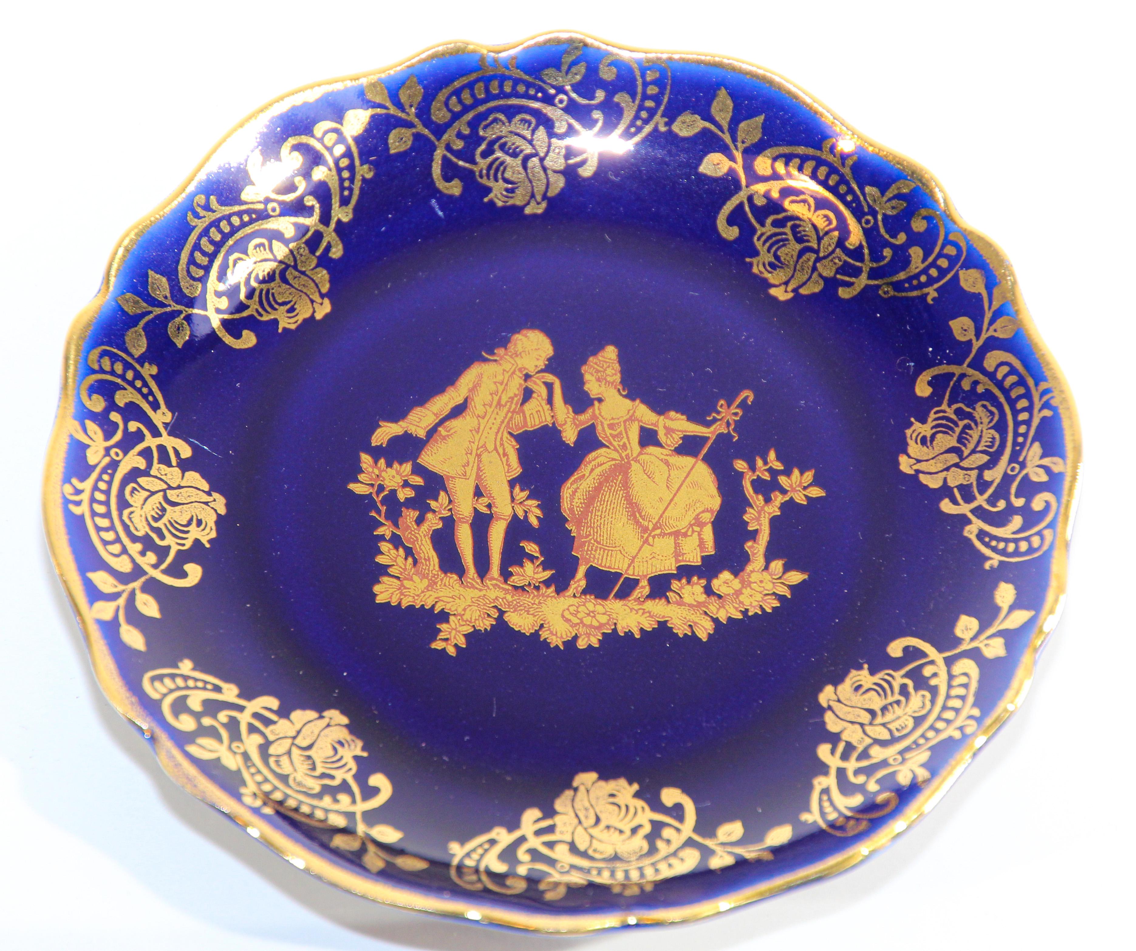 limoges china blue and gold