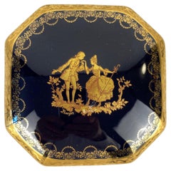 Vintage French Cobalt Blue Royal Limoges Gold Trinket or Jewelry Box