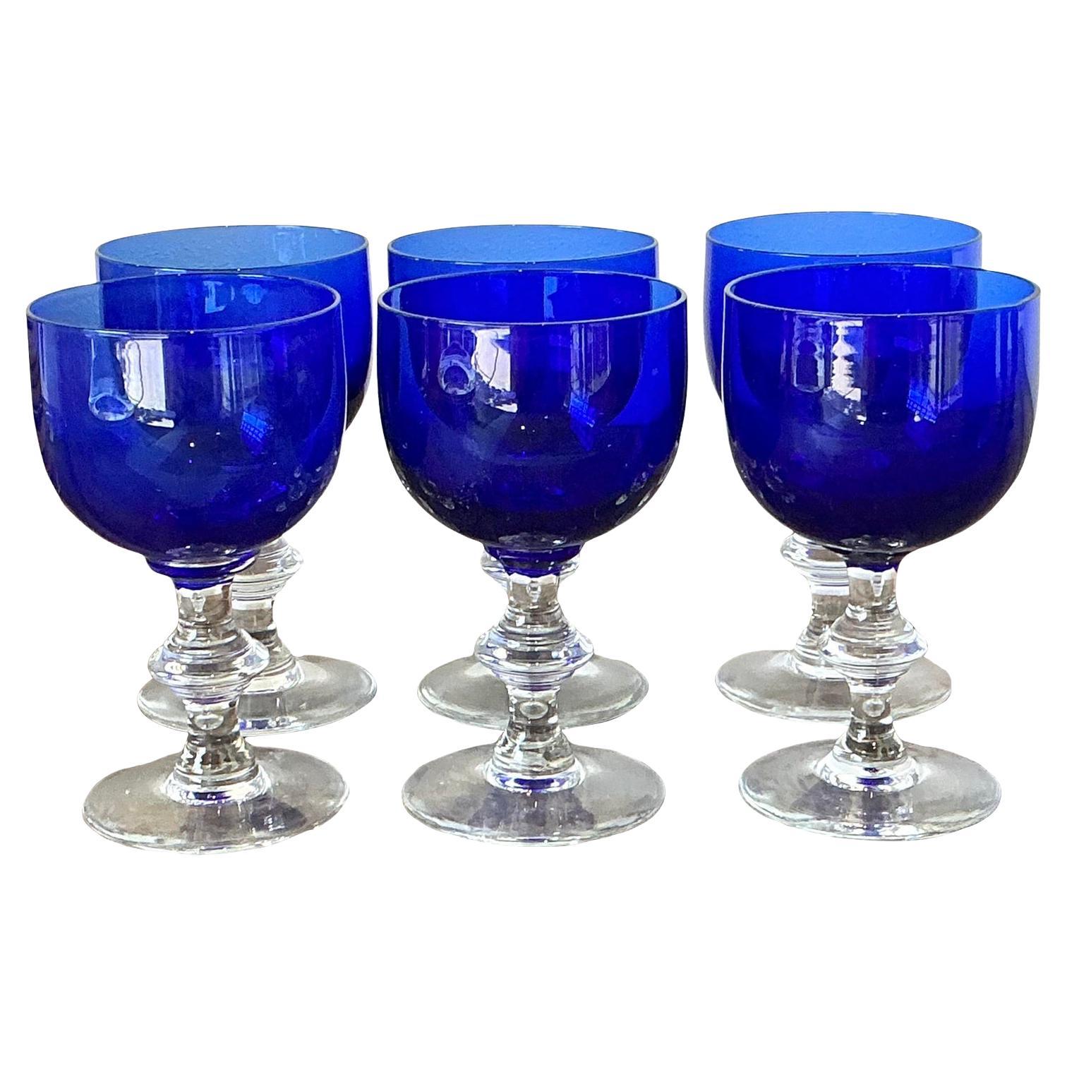 Vintage Cobalt Blue Stemware - Set of 6
