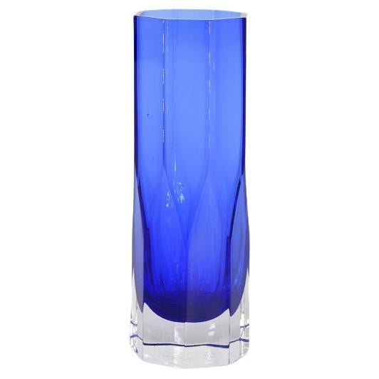 Vintage Scandinavian Mid-century Modern Swedish Tall Cobalt Glass Vase, 1950s