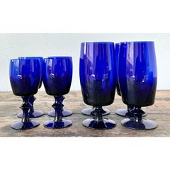 Vintage Cobalt Stemware - Set of 8