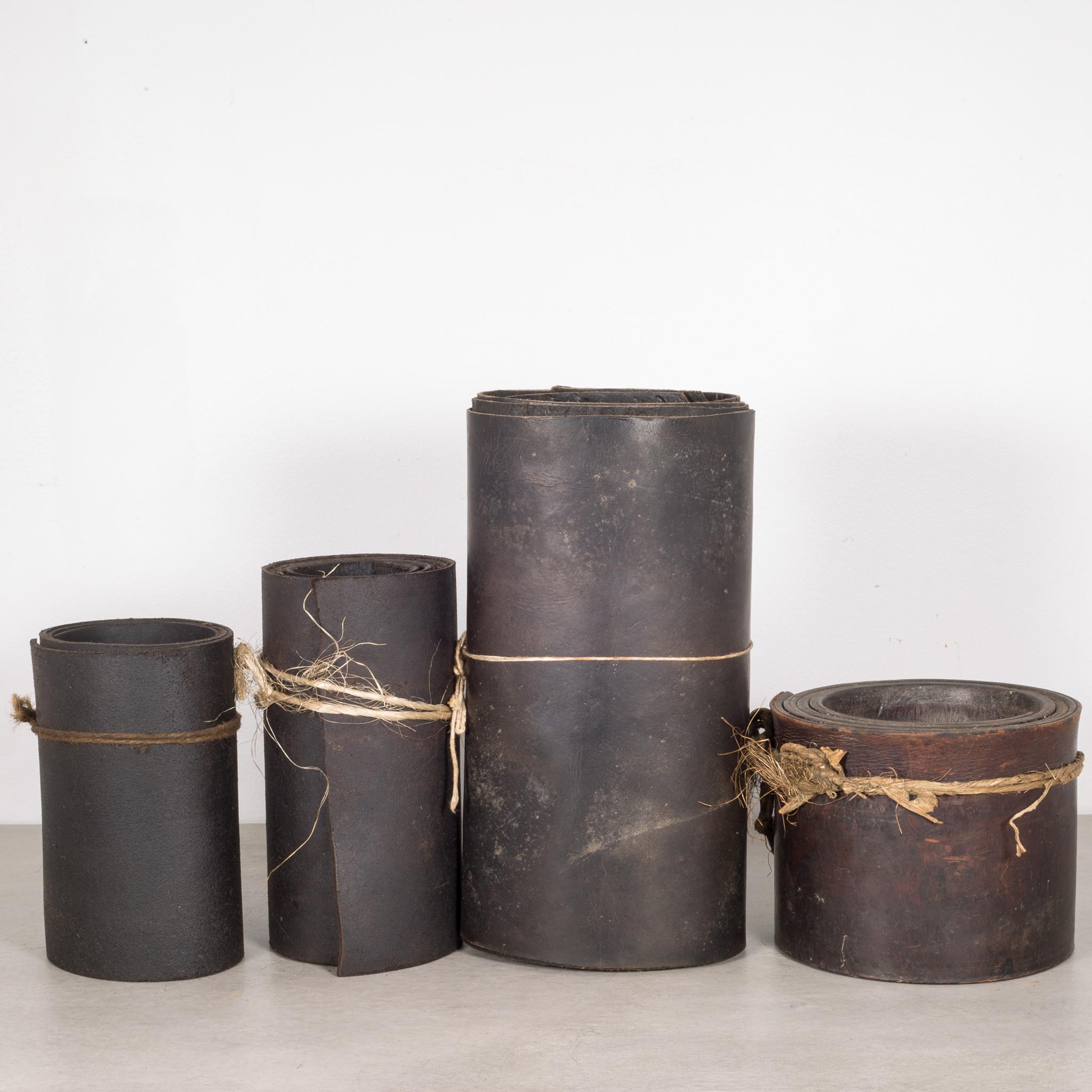 The roll on the far right has sold. There are now 3 rolls. 

About

A collection of vintage rolls of leather from a cobbler shop used to make shoes. Each is a different type and thickness of leather and the color and textures vary. The leather has