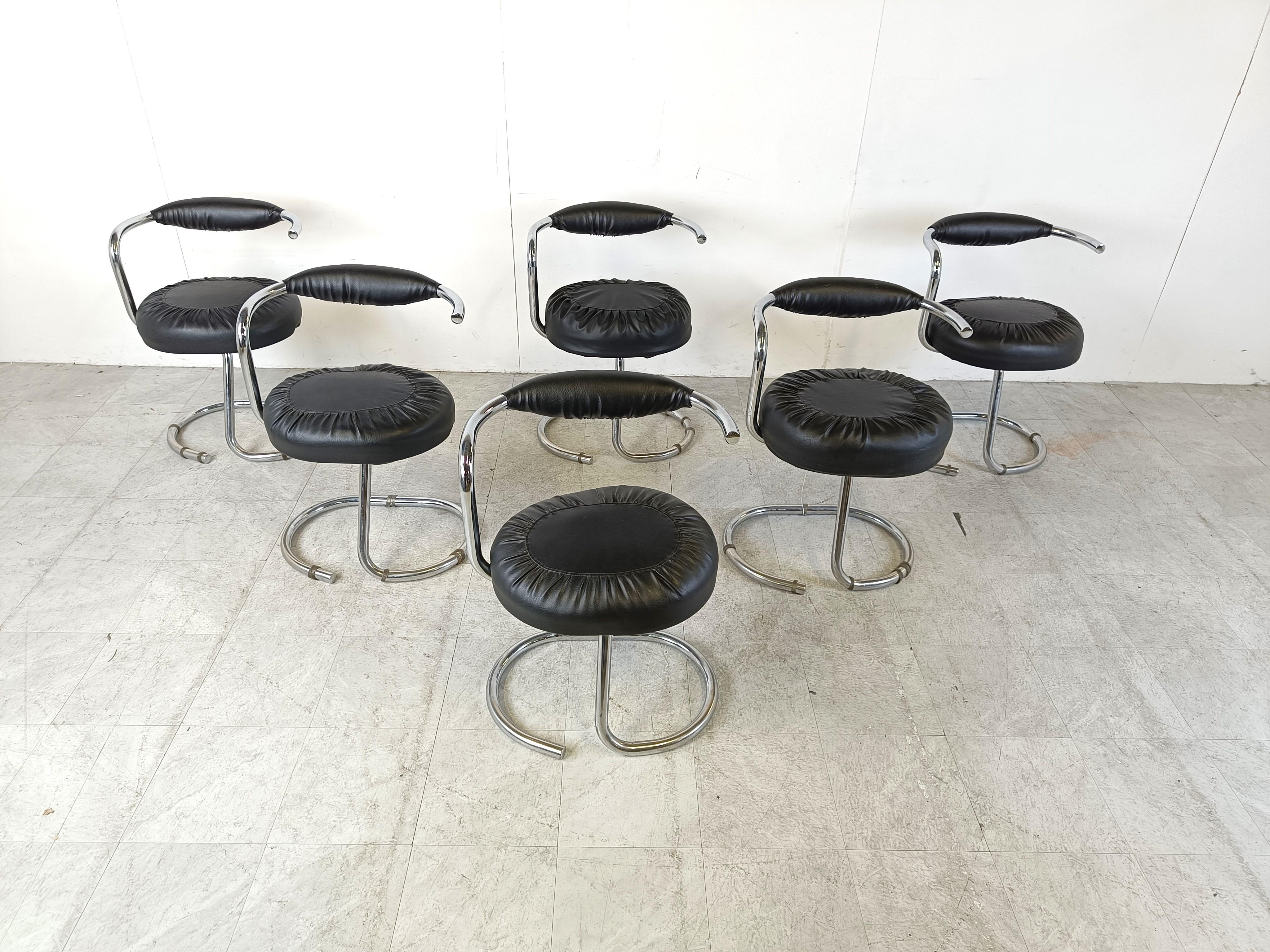 Space Age Vintage cobra dining chairs by Giotto Stoppino, 1970s For Sale