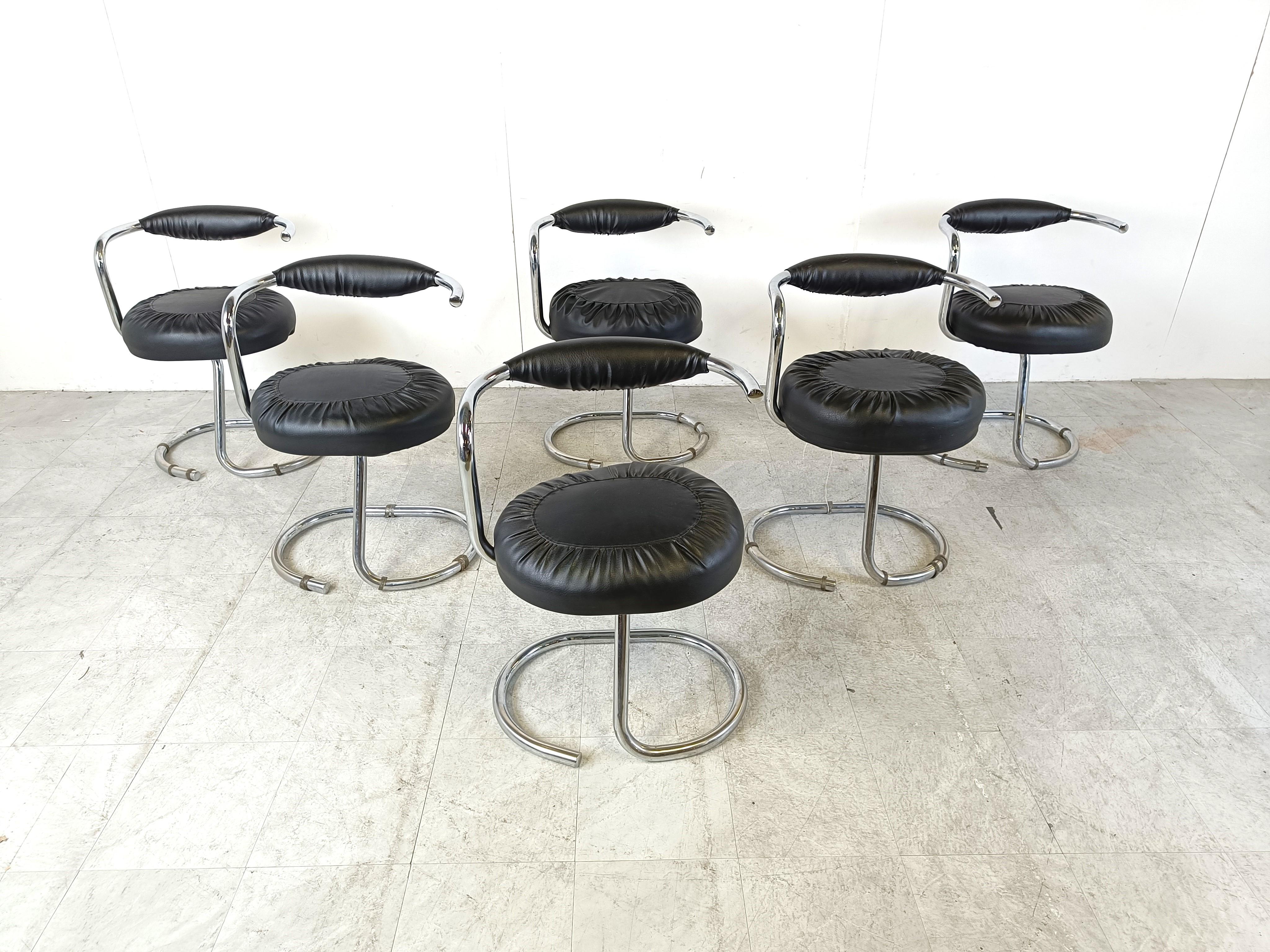 Italian Vintage cobra dining chairs by Giotto Stoppino, 1970s For Sale