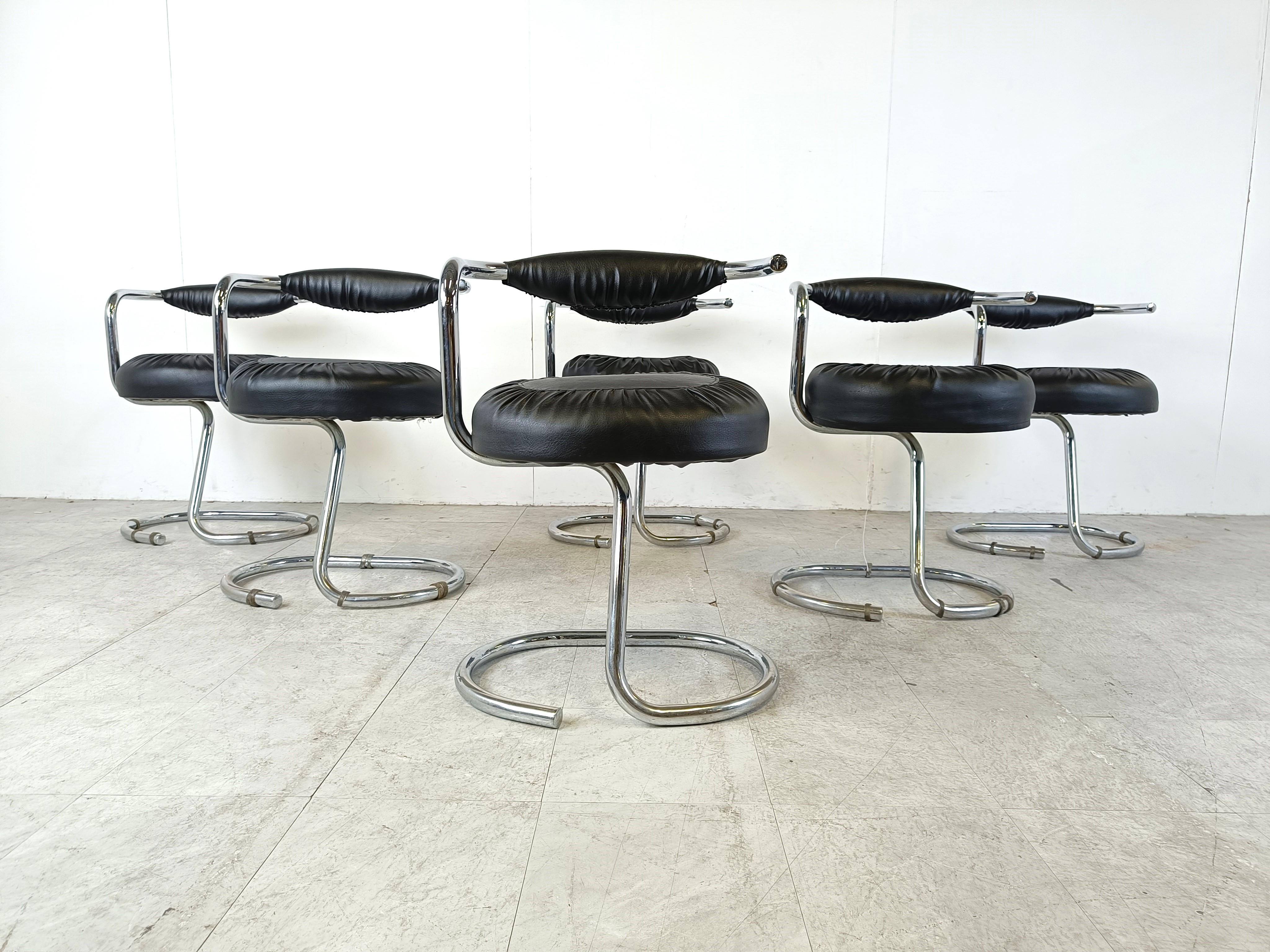Late 20th Century Vintage cobra dining chairs by Giotto Stoppino, 1970s For Sale