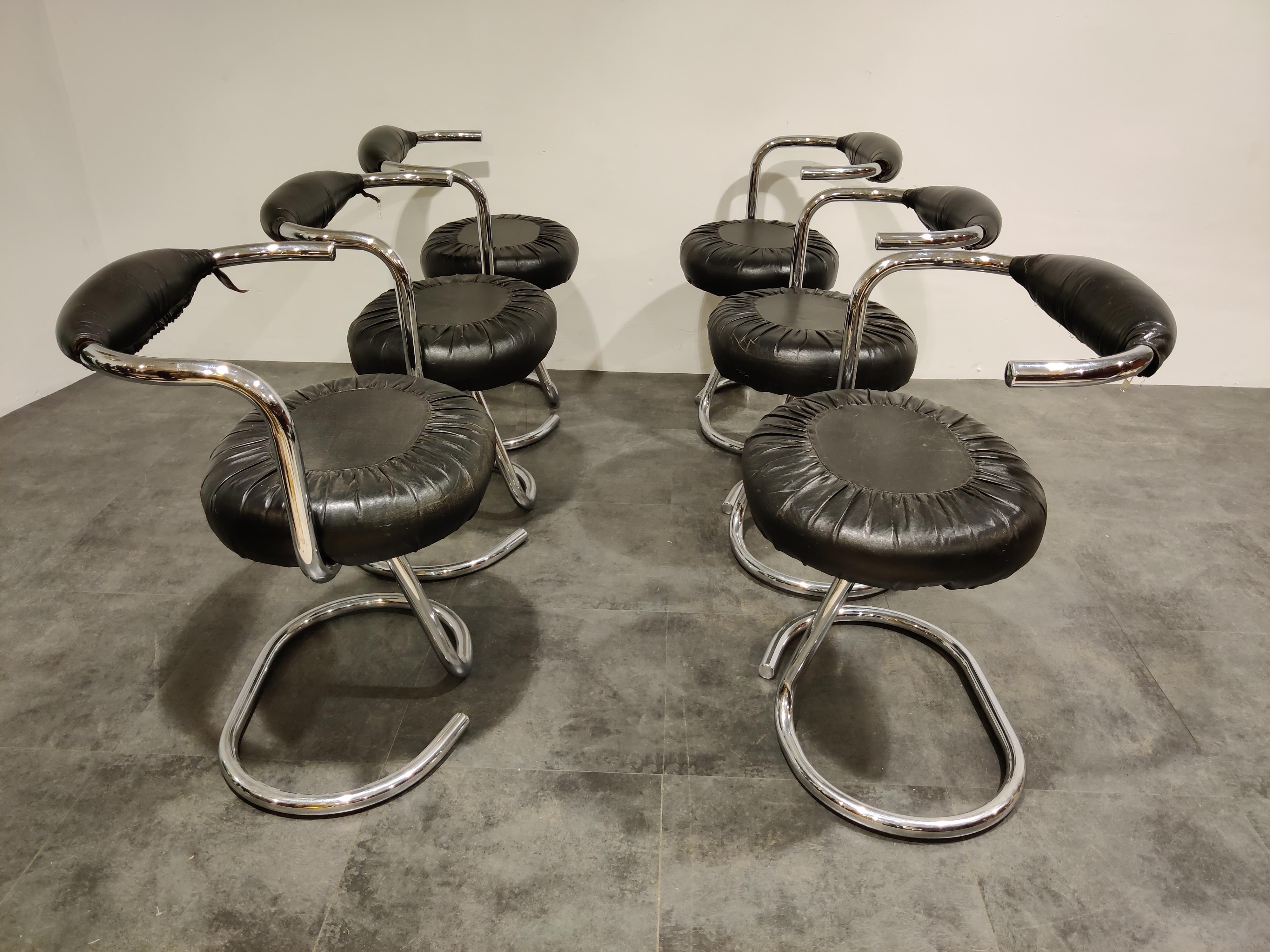 Chrome Vintage Cobra Dining Chairs by Giotto Stoppino, 1970s