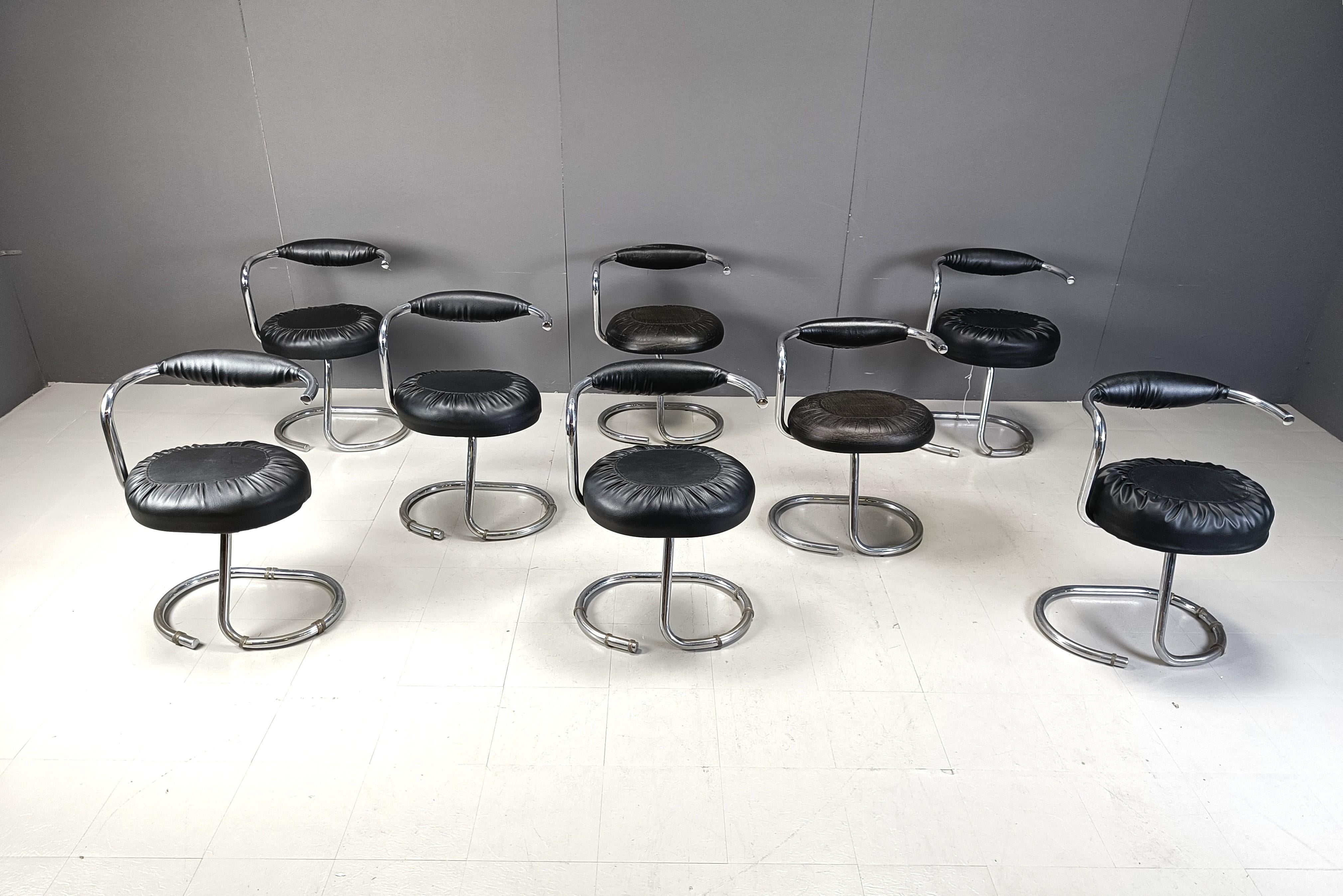 Space Age Vintage cobra dining chairs by Giotto Stoppino, 1970s - set of 8