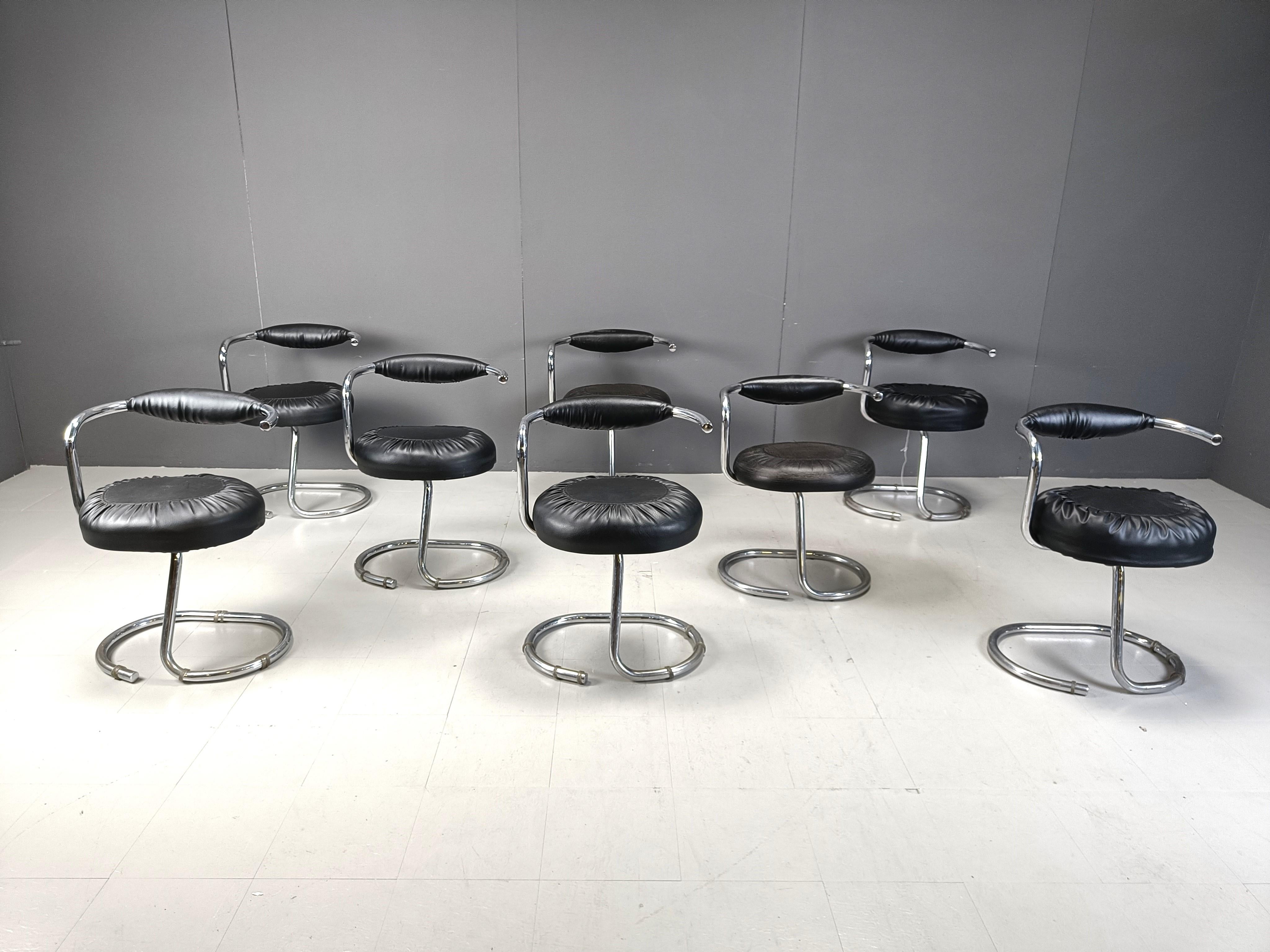 Italian Vintage cobra dining chairs by Giotto Stoppino, 1970s - set of 8