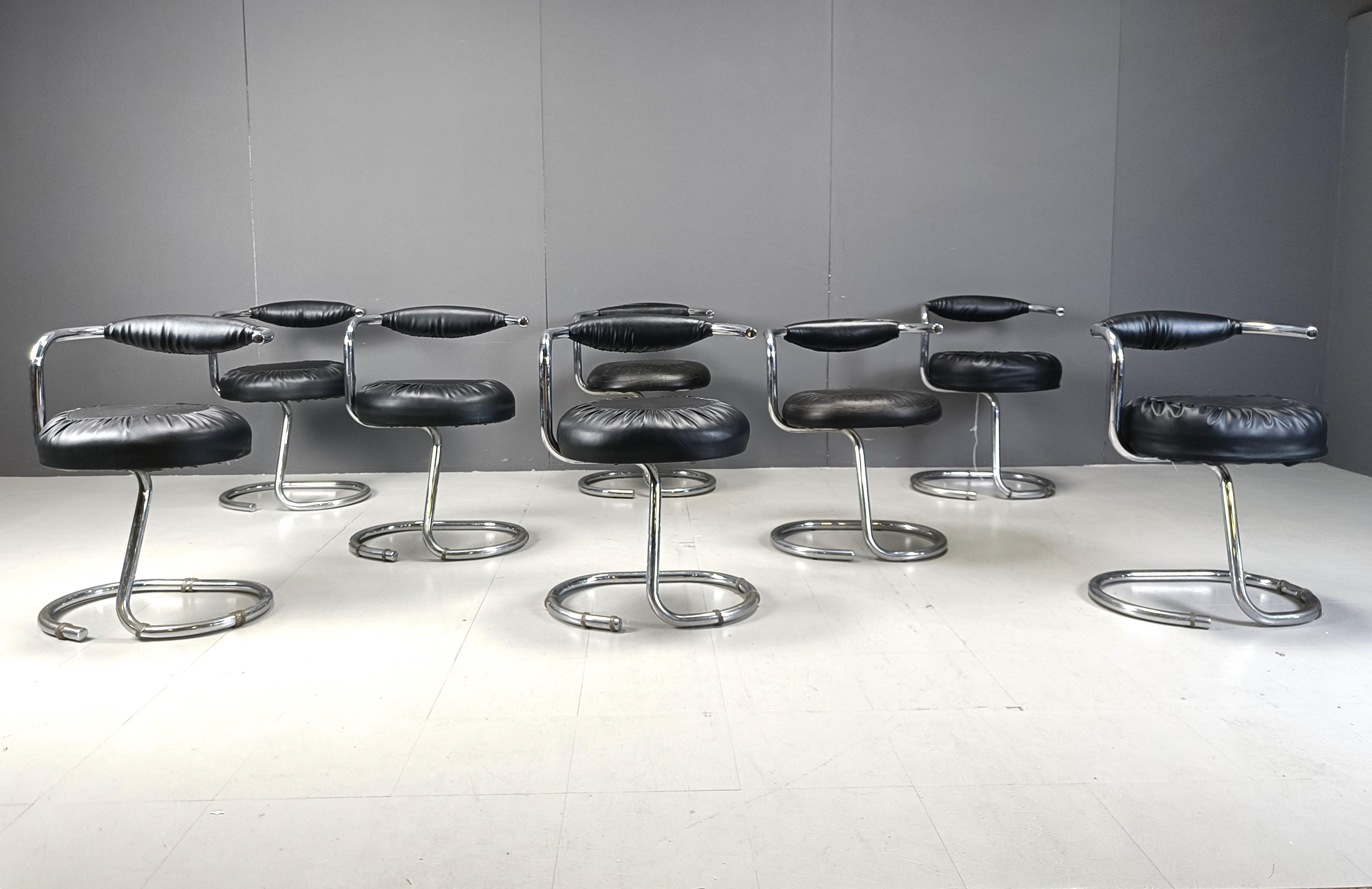 Late 20th Century Vintage cobra dining chairs by Giotto Stoppino, 1970s - set of 8