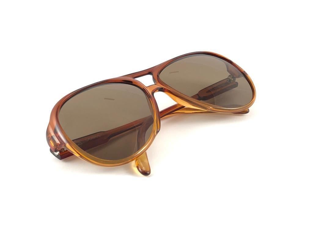 Women's Vintage Cobra Optyl Ombre 3020 Two Tone Amber Oversized Optyl Sunglasses