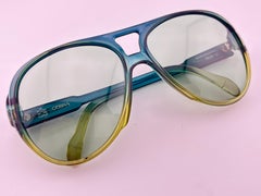 Vintage Cobra Optyl Ombre 3020 Two Tone Green & Blue Oversized Optyl Sunglasses
