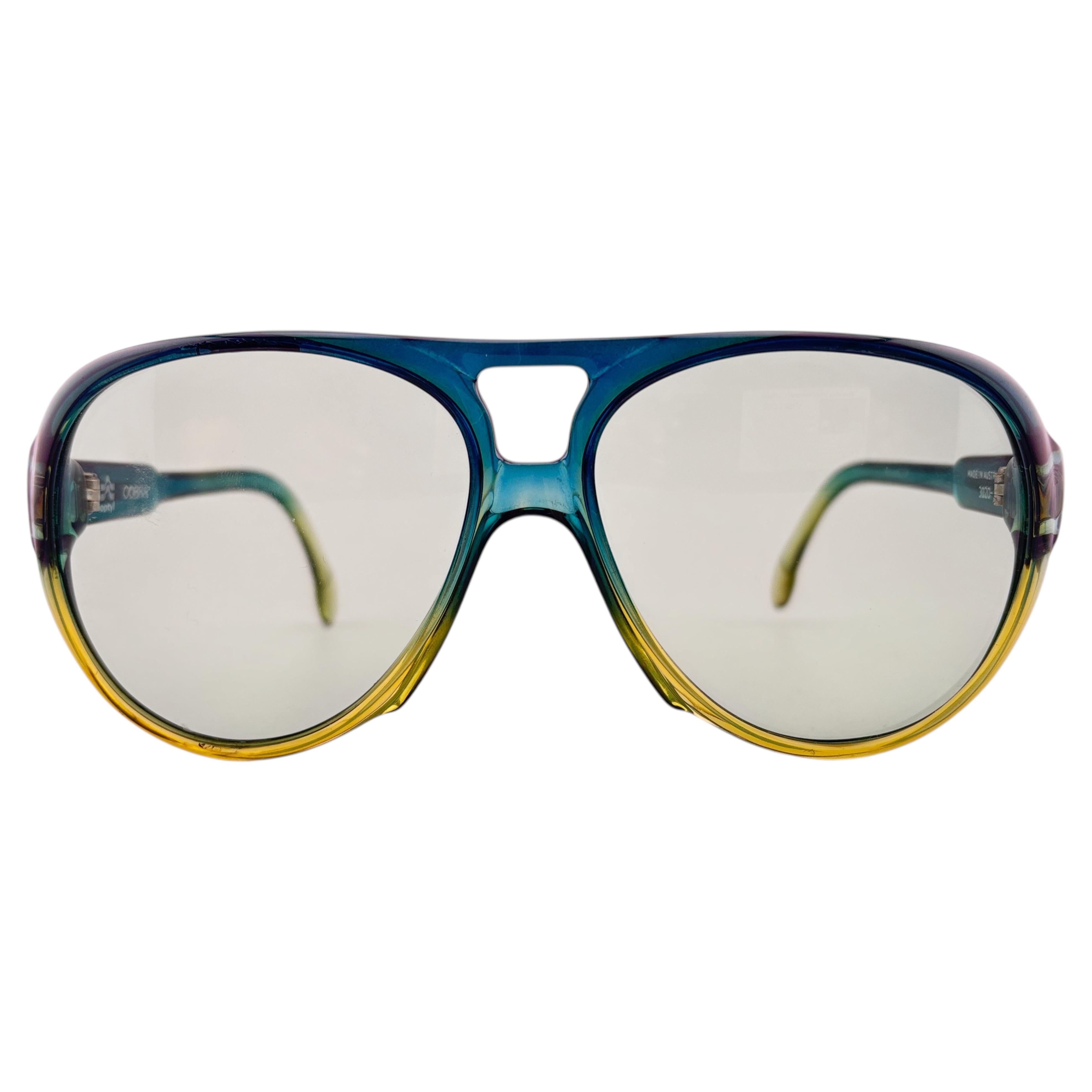Pre-owned Cobra Vintage  Optyl Ombre 3020 Two Tone Green & Blue Oversized Optyl Sunglasses