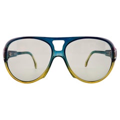 Vintage Cobra Optyl Ombre 3020 Two Tone Green & Blue Oversized Optyl Sunglasses