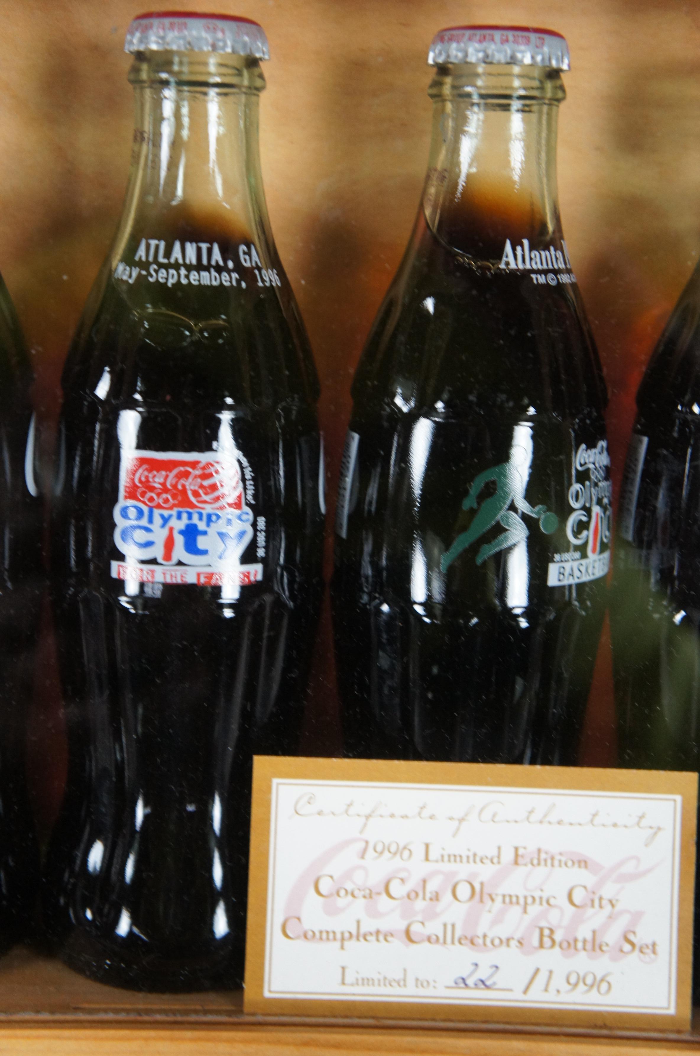 Vintage Coca Cola 1996 Olympische Stadt Komplettes Sammler-Kake-Flaschen-Set 15