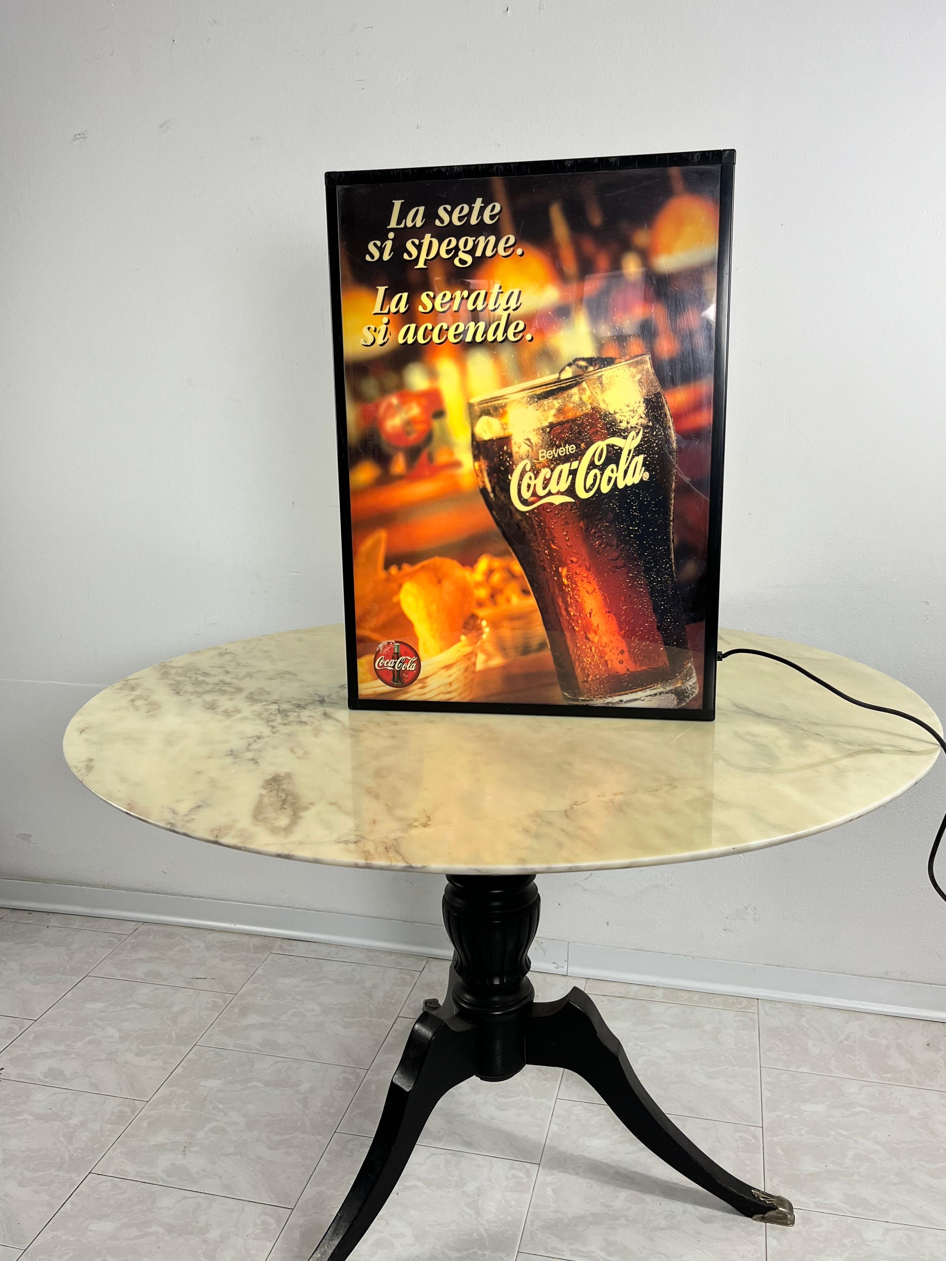 Italian Vintage Coca Cola Backlit Advertising Panel 1980s For Sale
