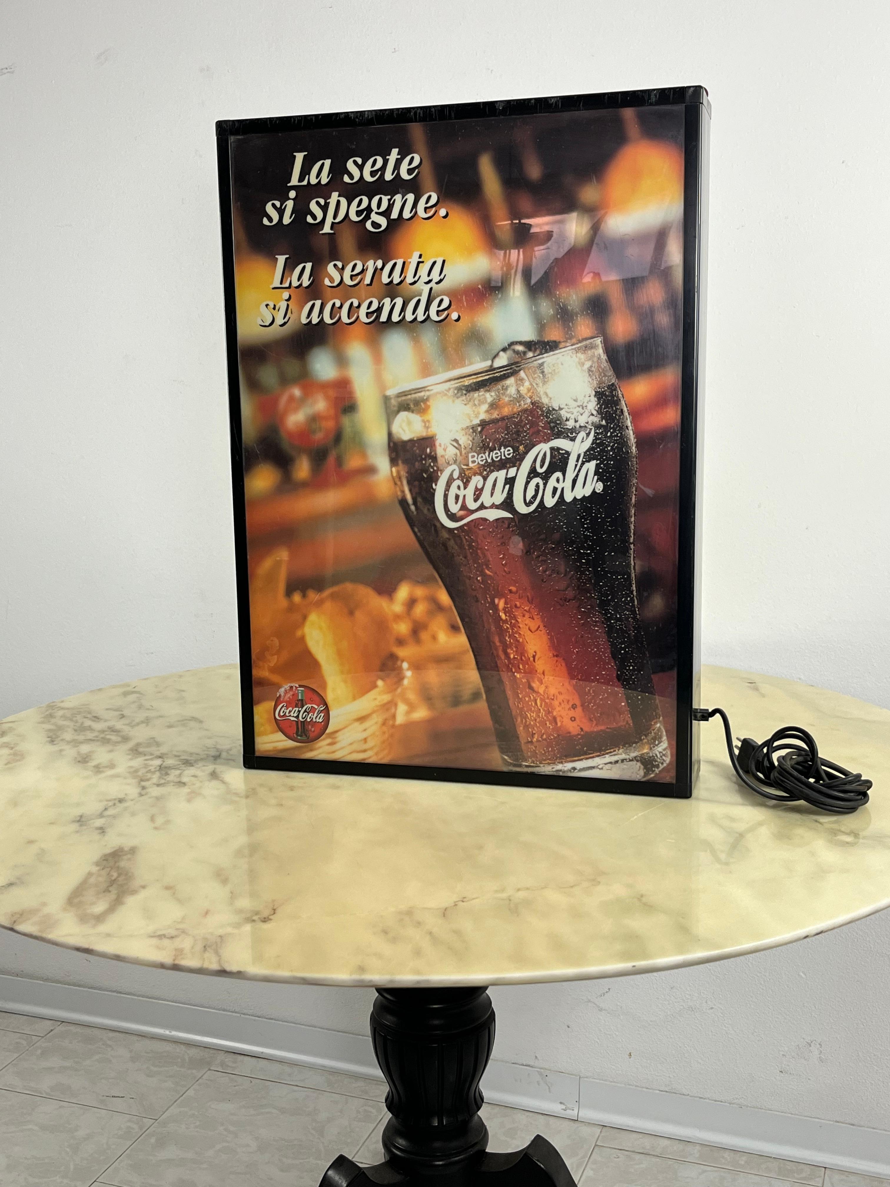 Vintage Coca Cola Backlit Advertising Panel 1980s In Good Condition For Sale In Palermo, IT