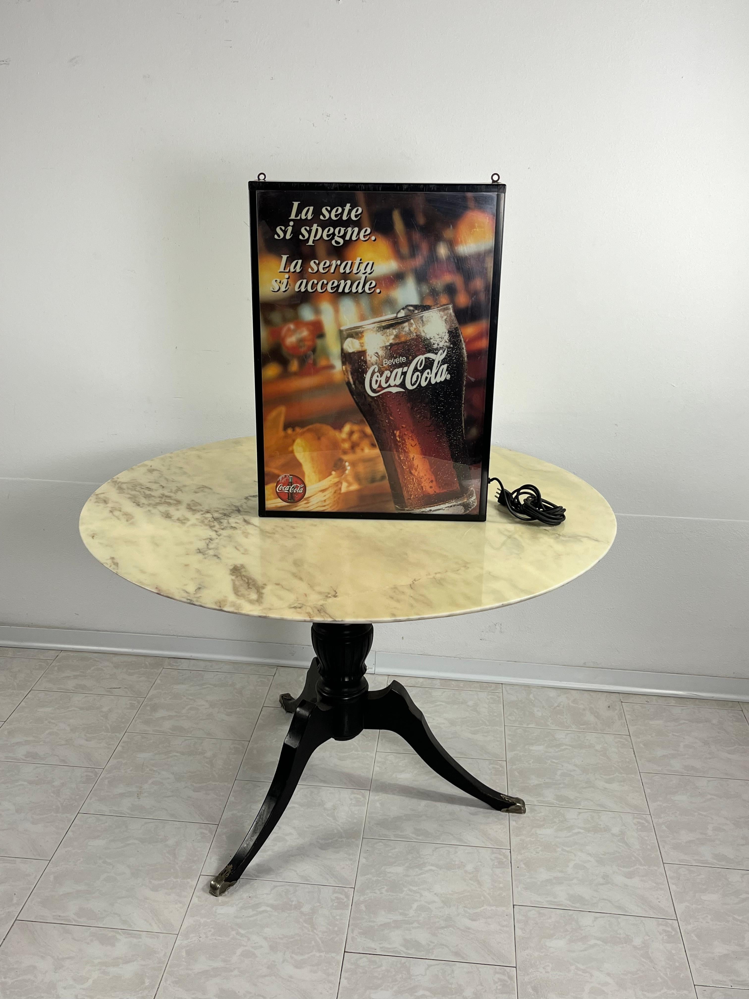 Late 20th Century Vintage Coca Cola Backlit Advertising Panel 1980s For Sale