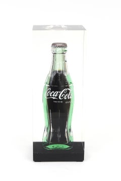 Vintage Pop Art Coca- Cola Bottle Embedded Lucite Sculpture