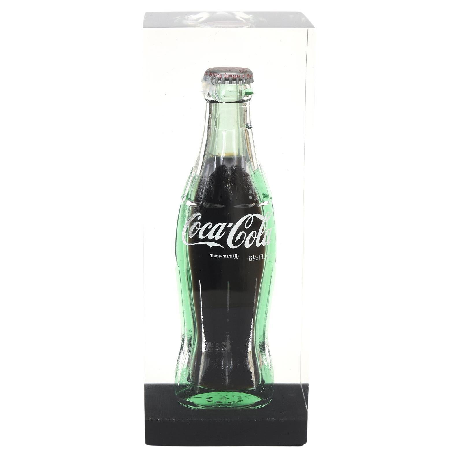 Vintage Pop Art Coca- Cola Bottle Embedded Lucite Sculpture