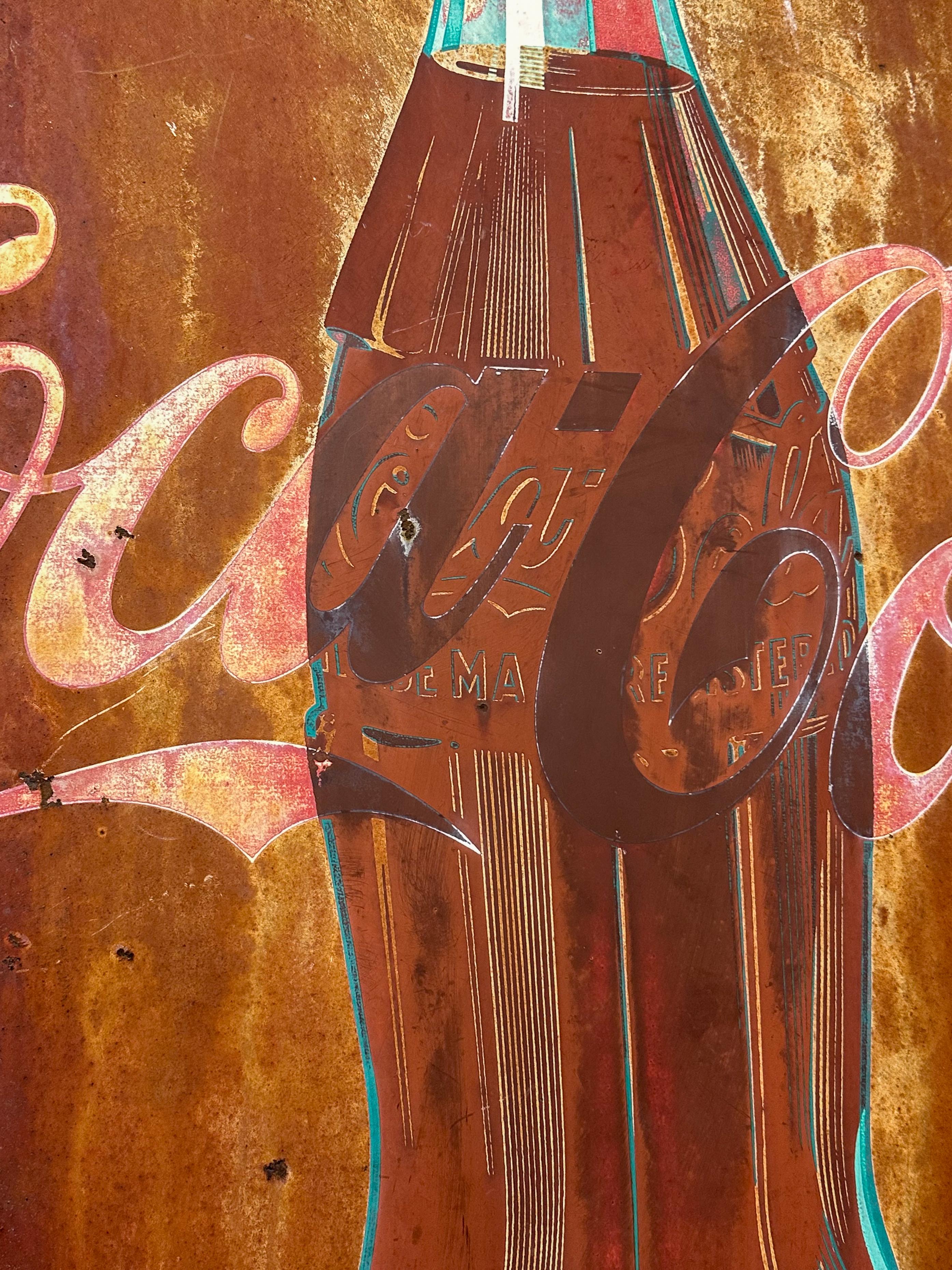 Industrial Vintage Coca Cola Sign For Sale