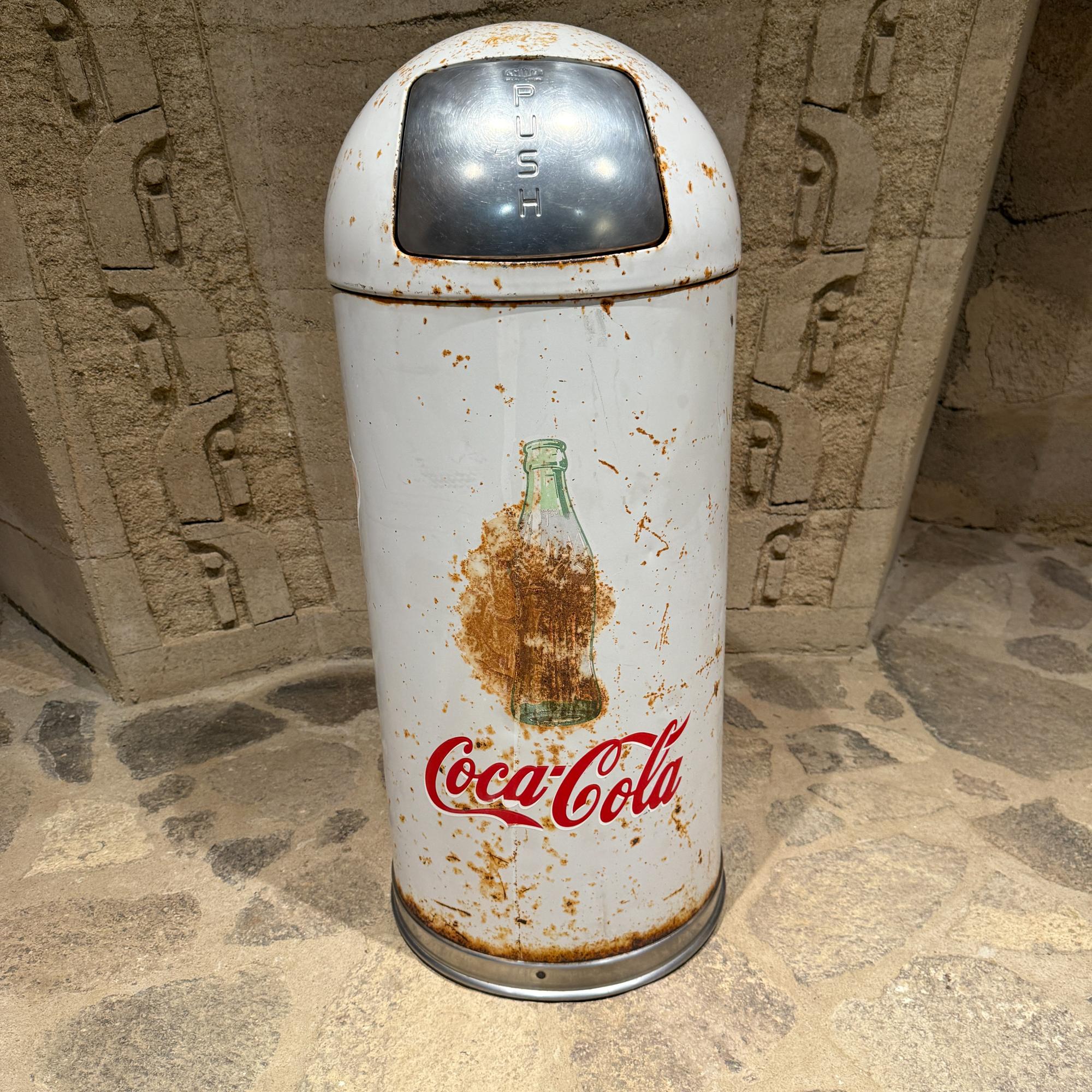 Mid-Century Modern Vintage Coca Cola Trash Can Mid-Century For Sale