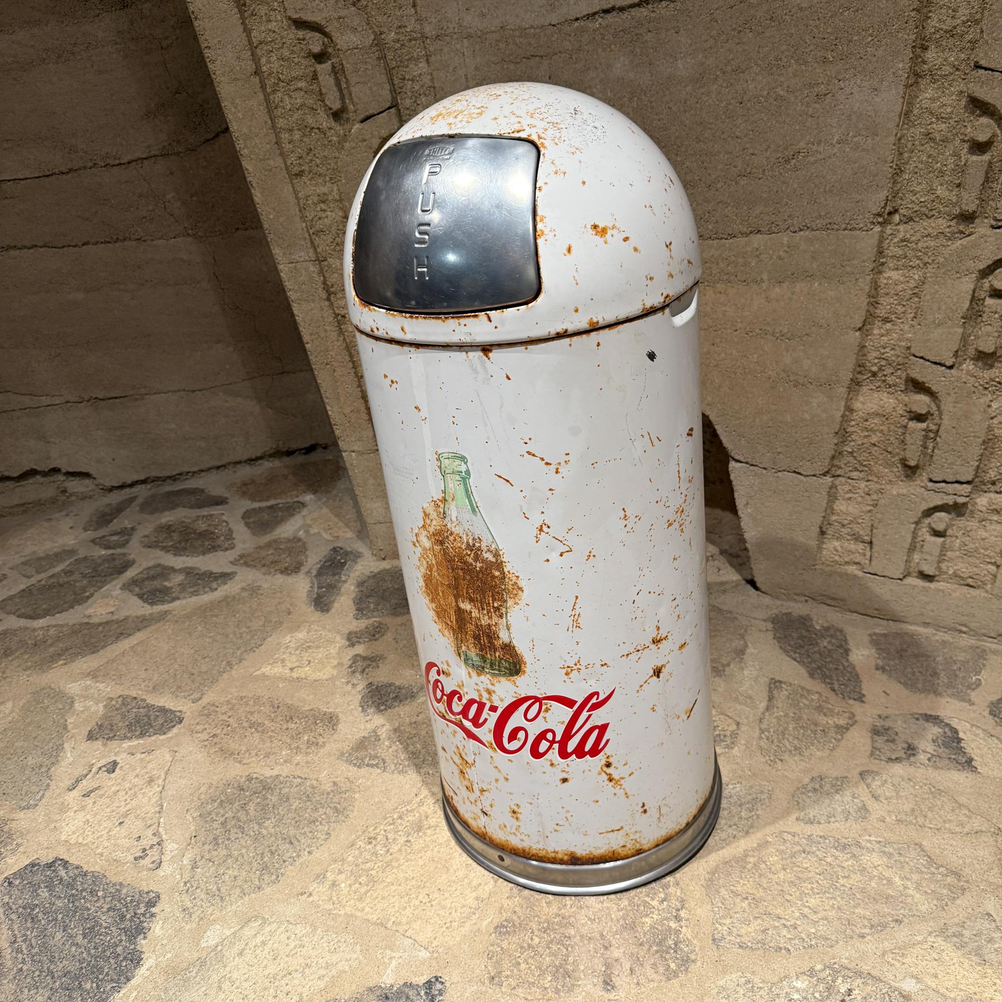 American Vintage Coca Cola Trash Can Mid-Century For Sale