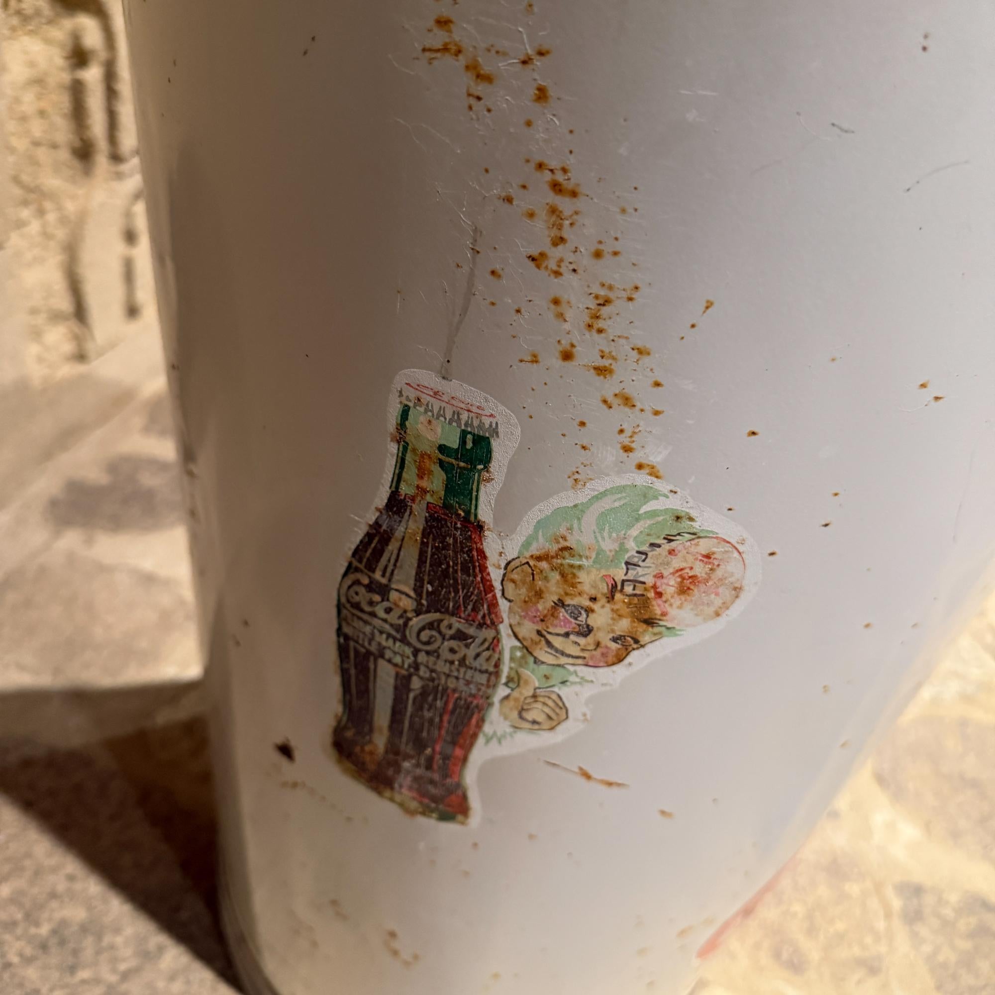 Metal Vintage Coca Cola Trash Can Mid-Century For Sale