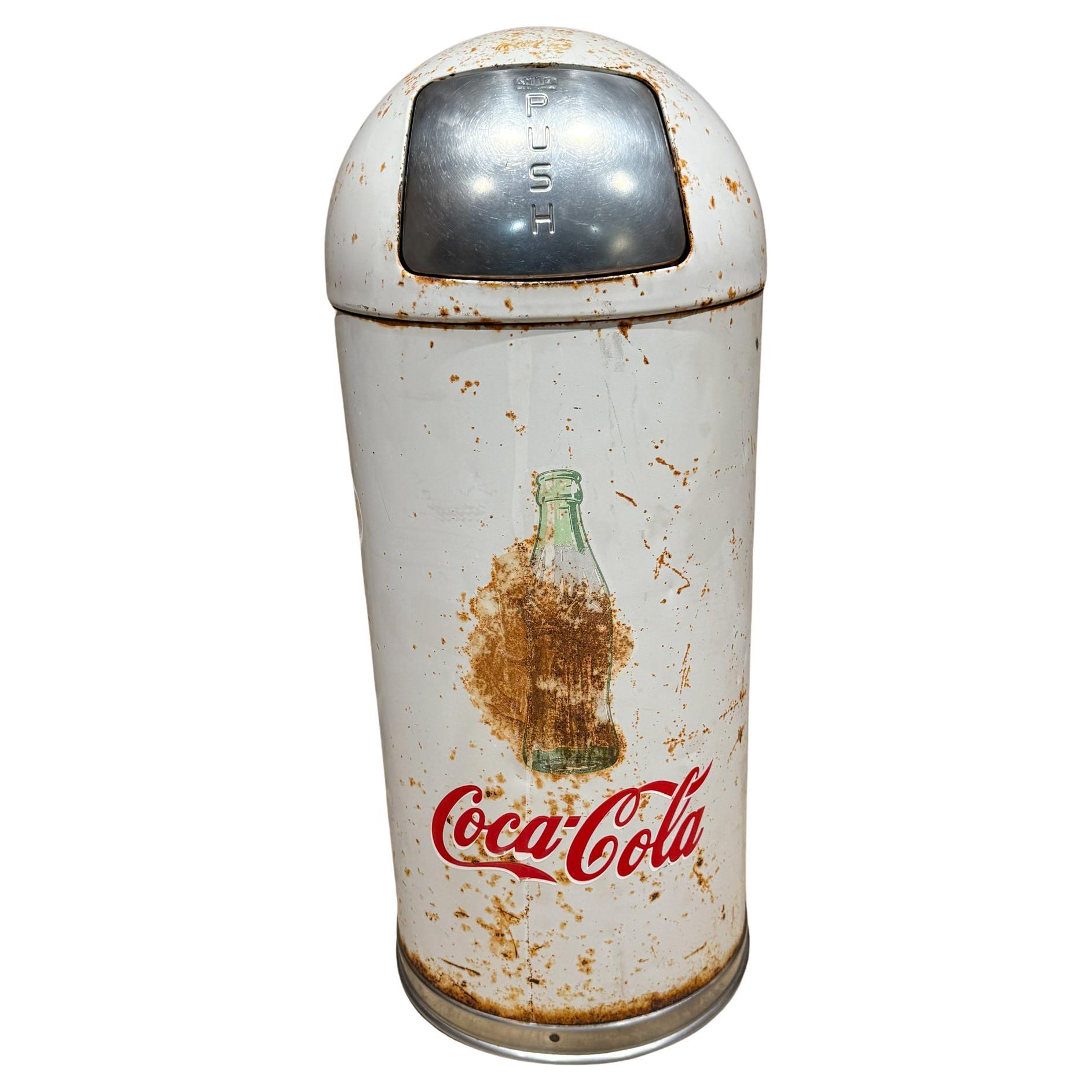 Vintage Coca Cola Trash Can Mid-Century