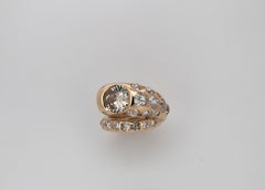 Vintage cocktail 18k Rose Gold Snake Ring, 6.30ct Old European Diamonds