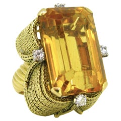 Vintage Cocktail 22ct Citrin Ring, 18kt Gelbgold, um 1950