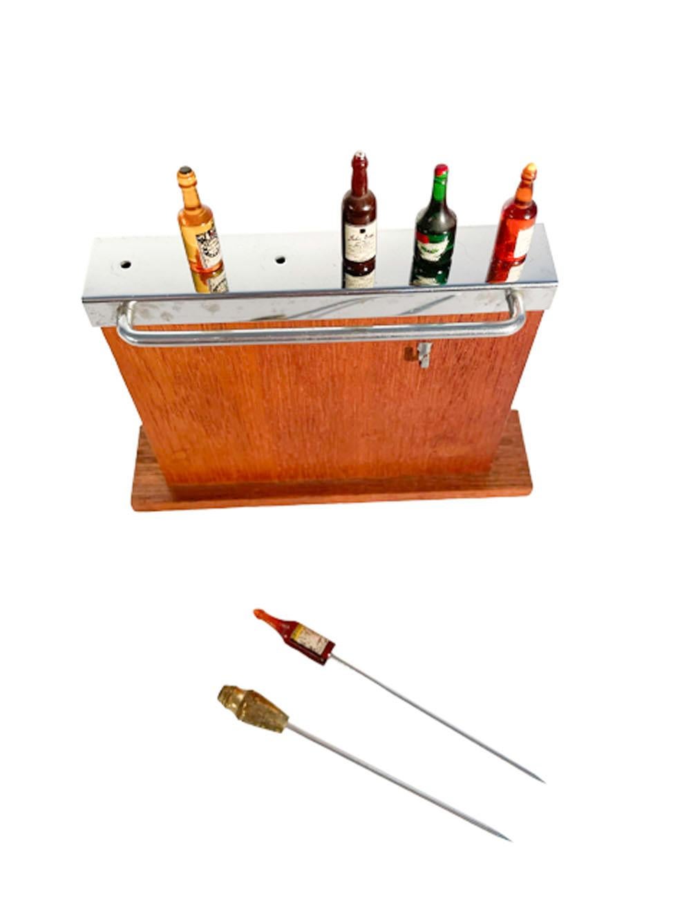 Art Deco Vintage Cocktail Bar Pick Set w/ Liquor Bottle and Cocktail Shaker Topped Picks
