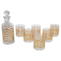 Retro Cocktail Barware Glasses and Pitcher