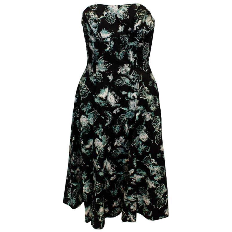 a vintage 1920s - 1930s black floral devore day dress small For Sale at ...