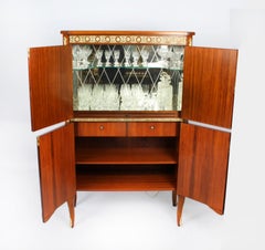 Vintage Cocktail Drinks Dry Bar Cabinet & Cut Glassware Mid 20th Century