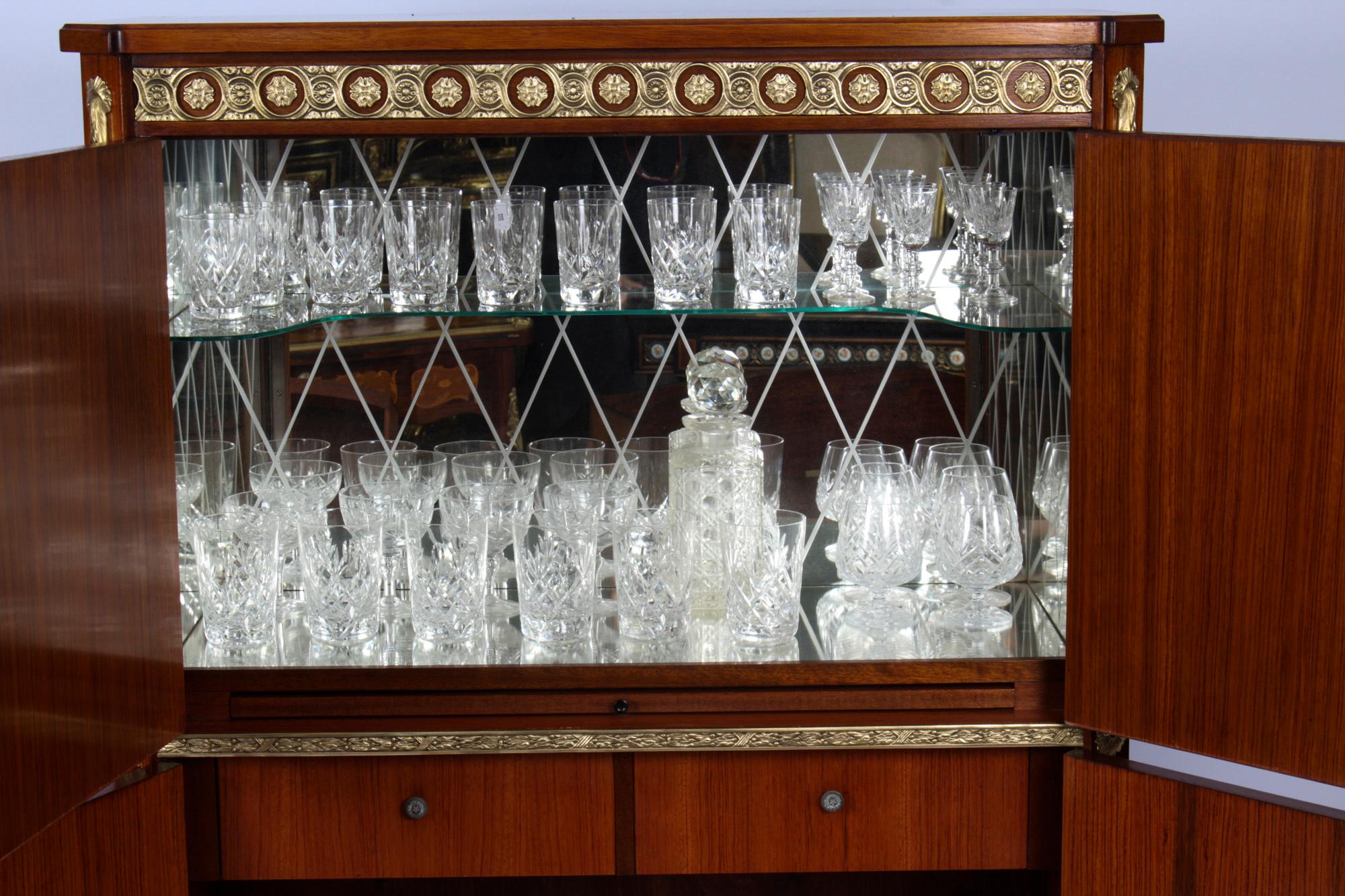 Vintage Cocktail Drinks Dry Bar Cabinet & Cut Glassware Mid 20th Century 13