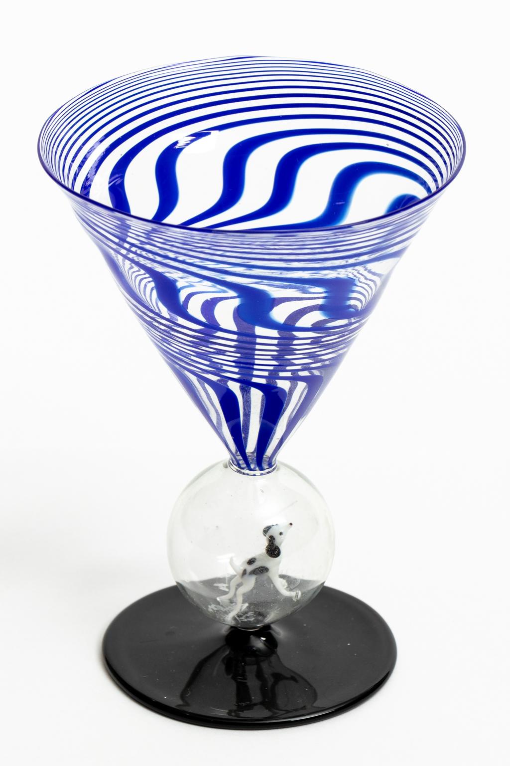 20th Century Vintage Cocktail Martini Glass with Two Stirrers