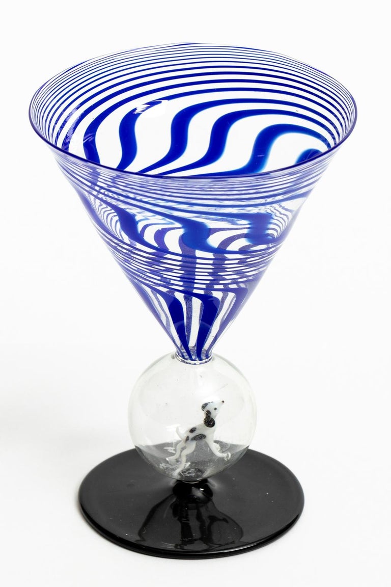 20th Century Vintage Cocktail Martini Glass with Two Stirrers For Sale
