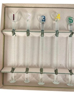 Vintage Cocktail Muddlers with Paddle-Form Tops Numbered 1-8 to Mark Your Drink