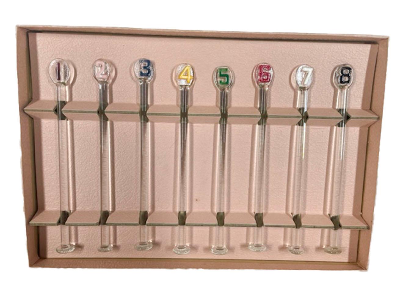 Vintage Cocktail Muddlers with Paddle-Form Tops Numbered 1-8 to Mark Your Drink 1