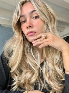 Vintage Cocktail Ring Flower Yellow Gold with Cultured Pearl