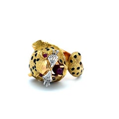 Vintage Cocktail Ring with 0.1 Carat Radiant Diamonds & 0.77 Carat Rubies Size 7