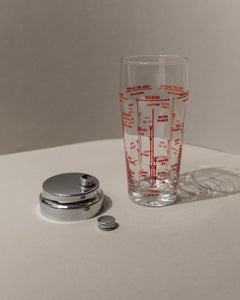 Vintage Cocktail Shaker Glass and Metal Italy, 1960s