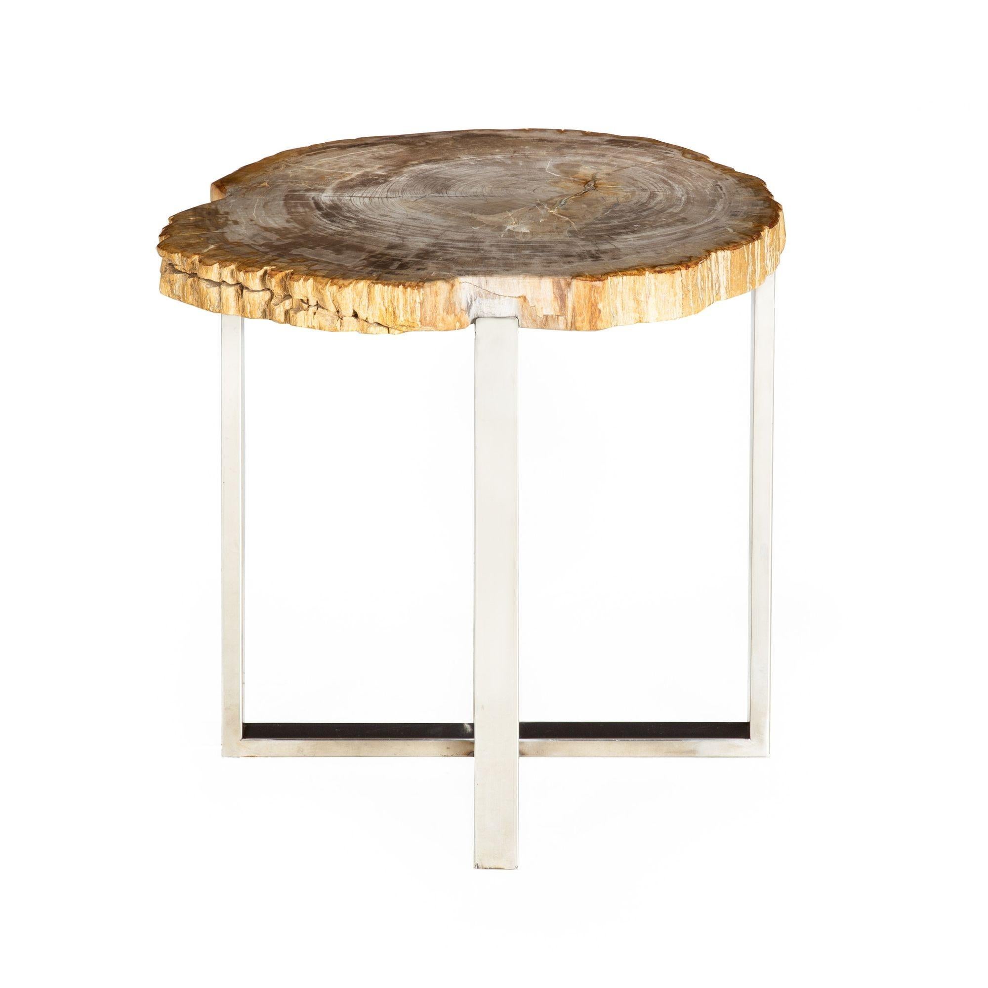 wood and chrome side table