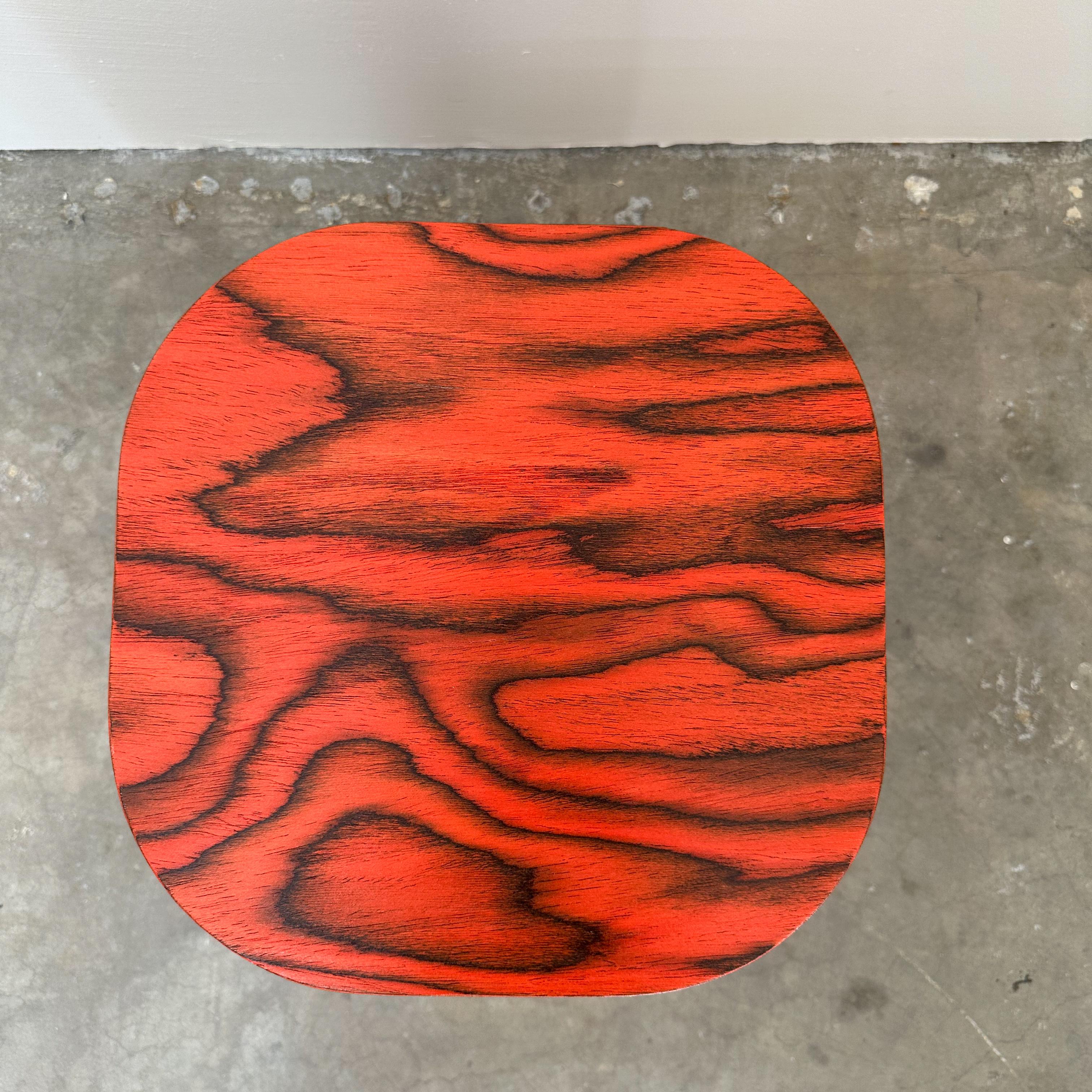 Vintage Cocktail Table With Ettore Sottsass Red Veneer Side Table Postmodern 80s For Sale 3