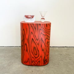 Vintage Cocktail Table With Ettore Sottsass Red Veneer Side Table Postmodern 80s