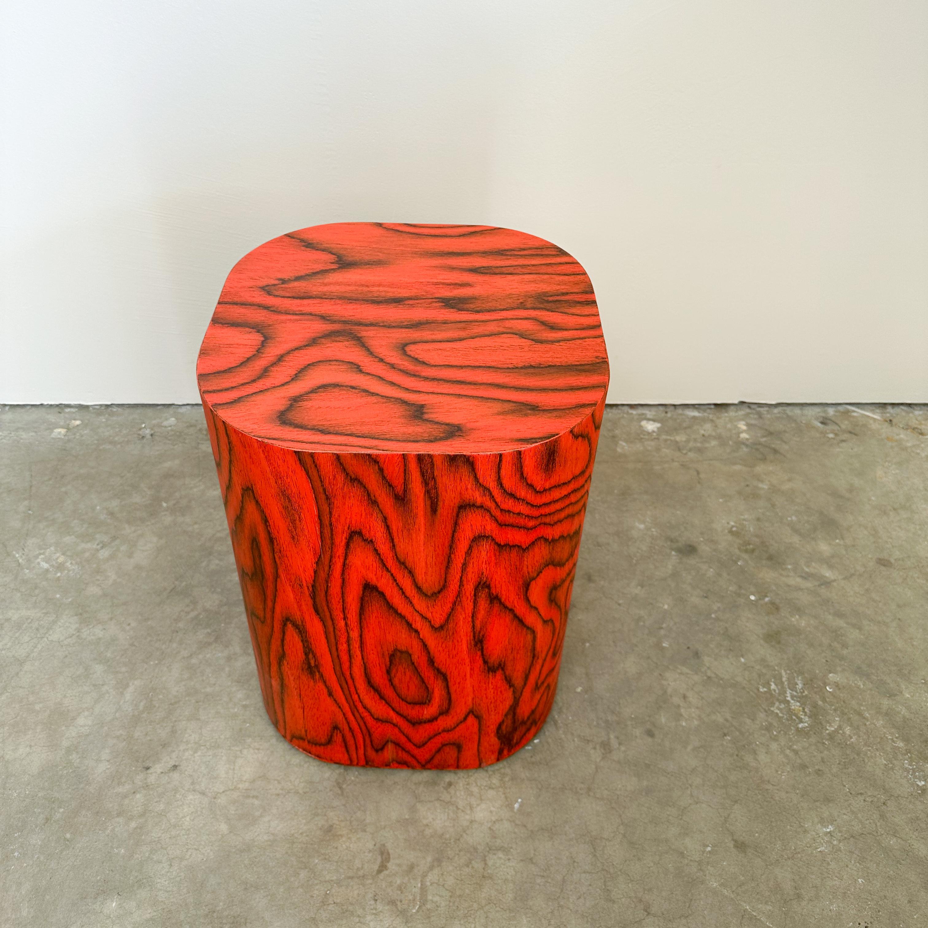 Late 20th Century Vintage Cocktail Table With Ettore Sottsass Red Veneer Side Table Postmodern 80s For Sale
