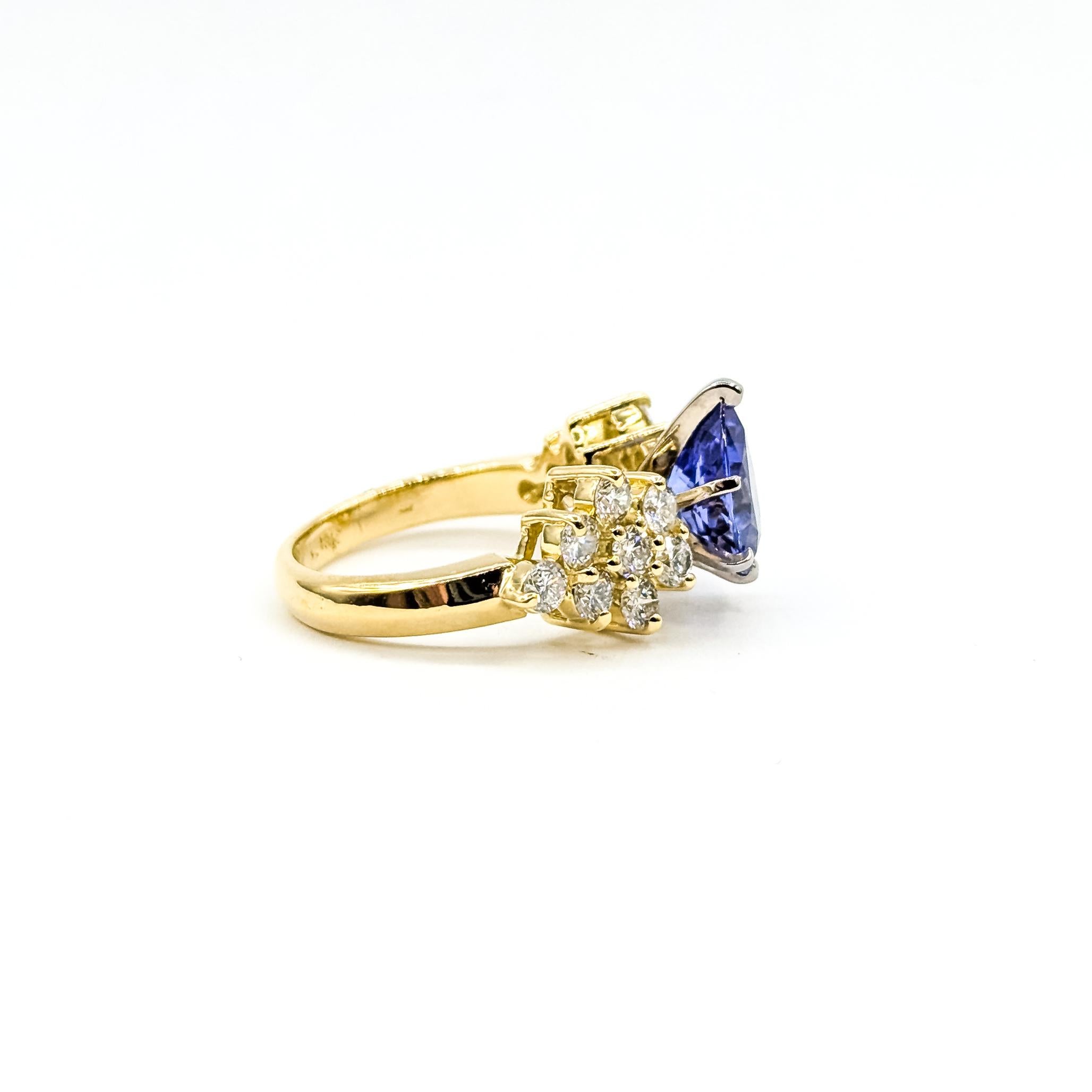 Anello cocktail vintage con tanzanite e diamanti in 18 carati in vendita 1