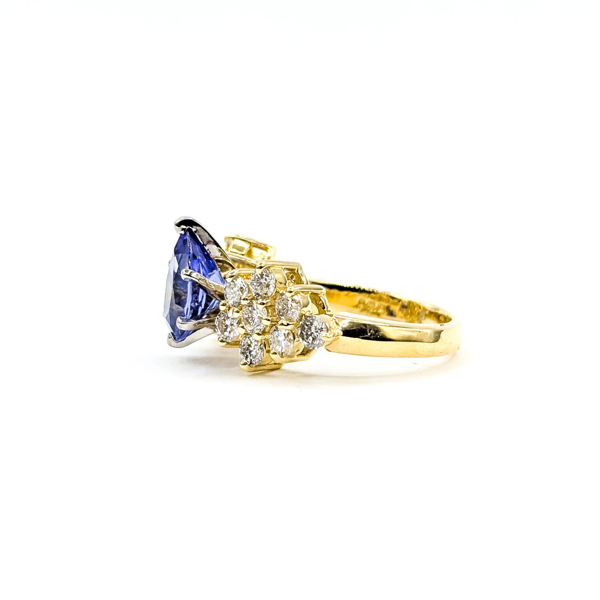 Anello cocktail vintage con tanzanite e diamanti in 18 carati in vendita 3