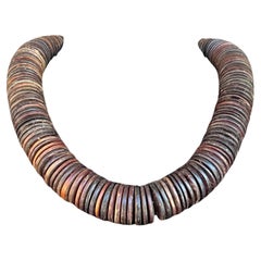 Antique Coconut Shell Disc Bead Necklace