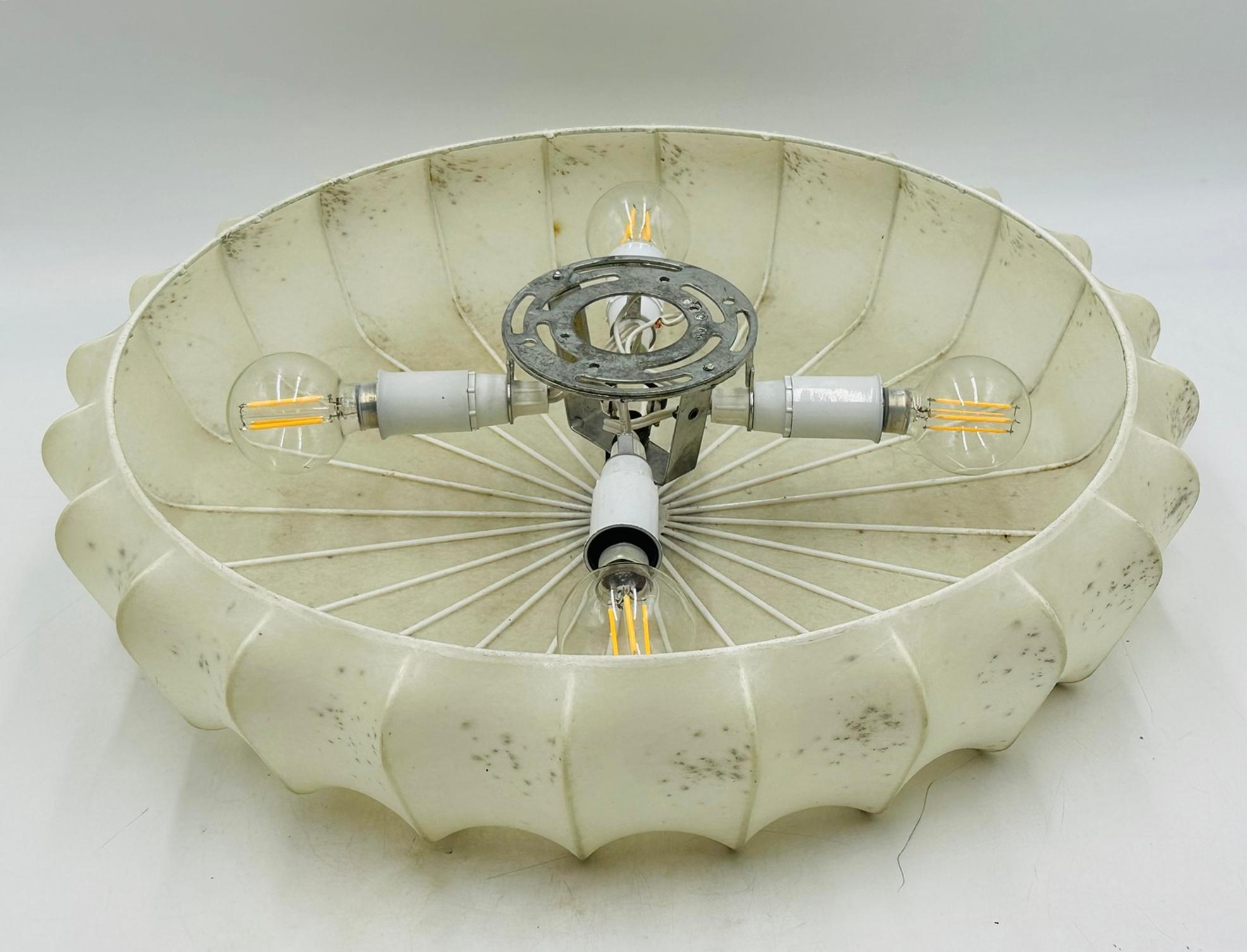 Vintage Cocoon Flush Mount Ceiling Light Marked FW Gepruft 3